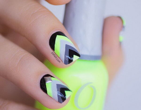 Bold Neon Chevron Nails Ideas