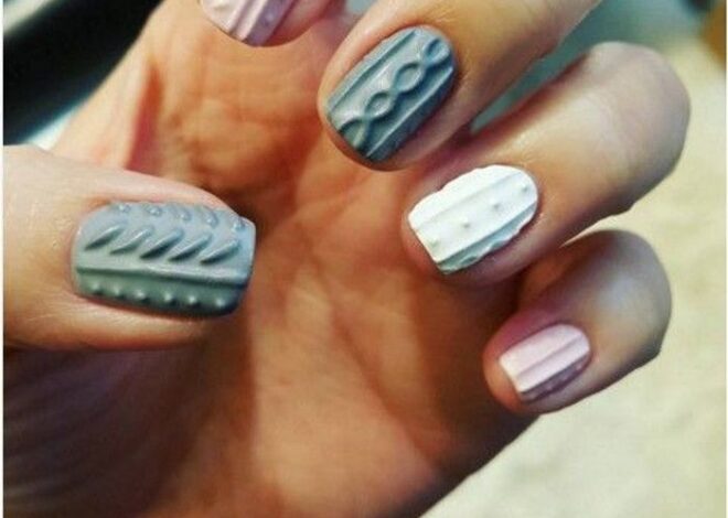 Textured Knit Pattern Nails Ideas