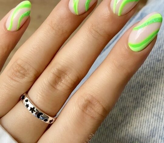 Bold Neon Swirl Nails Ideas