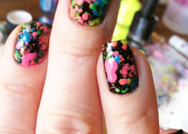 Playful Neon Splatter Nails Ideas