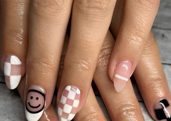 Checkerboard Pattern Nails Ideas