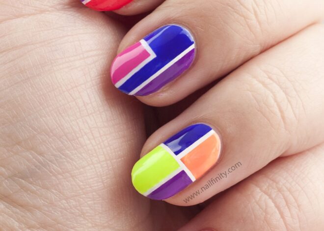 Bold Color Blocking Nails Ideas