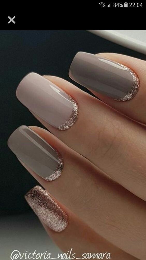 Elegant Taupe And Rose Gold Nails Ideas