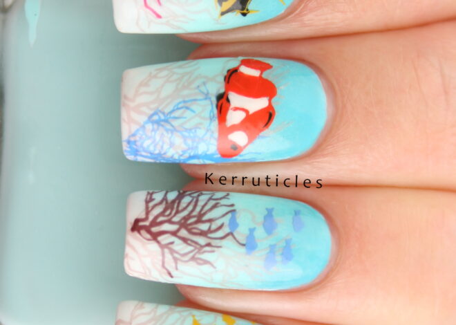 Underwater Coral Reef Scene Nails Ideas