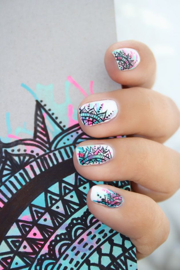 Colorful Mandala Nails Ideas