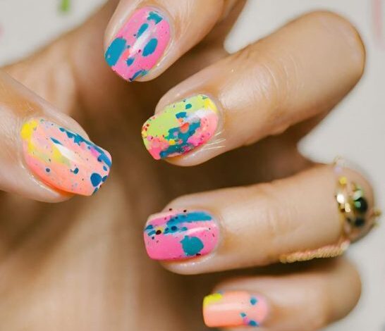 Bold Neon Splatter Nails Ideas