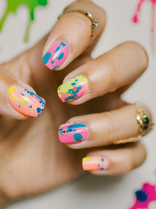 Bold Neon Splatter Nails Ideas