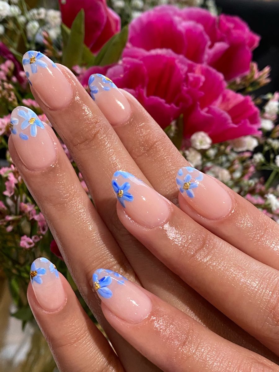 Watercolor Flowers Nails Ideas