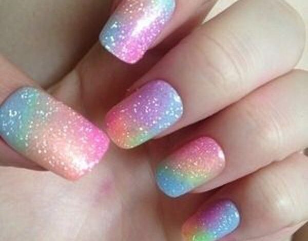 Rainbow Glitter Nails Ideas