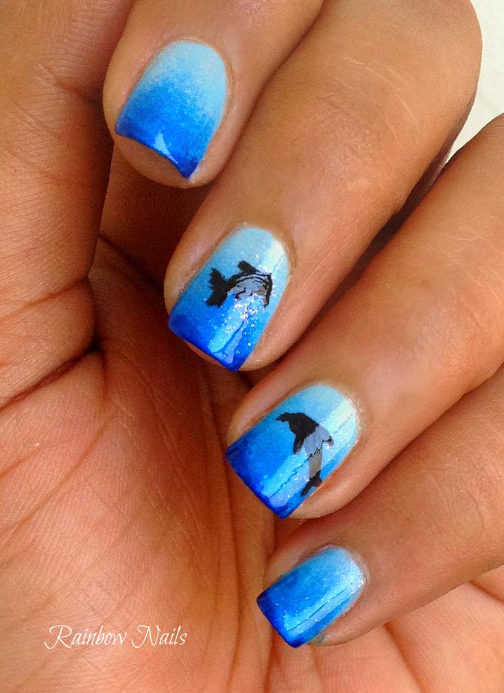 Underwater Dolphin Scene Nails Ideas