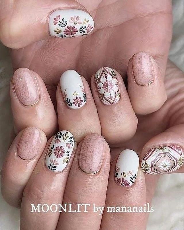 Boho Arrow Pattern Nails Ideas