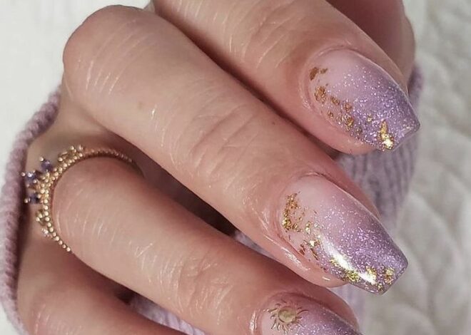 Elegant Lavender And Gold Nails Ideas