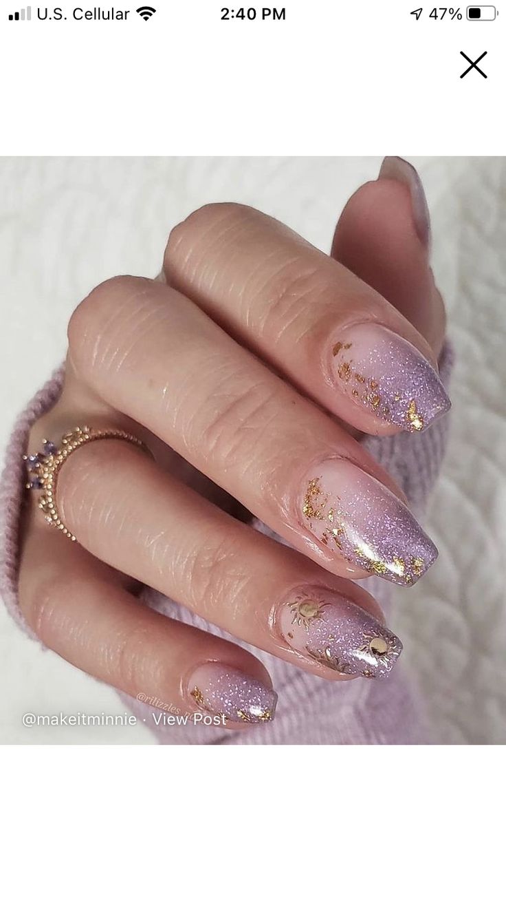 Elegant Lavender And Gold Nails Ideas