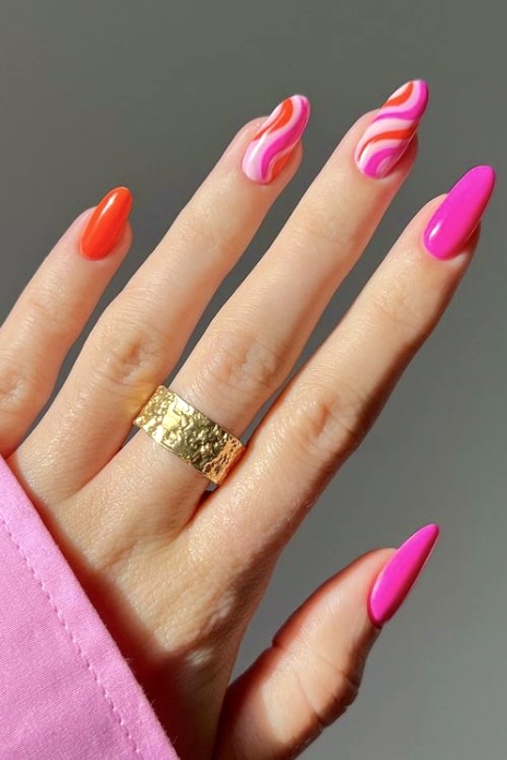 Bold Neon Wave Nails Ideas