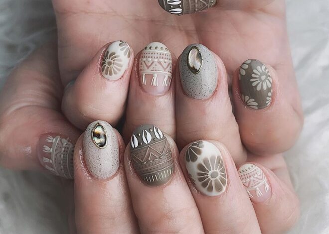 Boho Aztec Pattern Nails Ideas