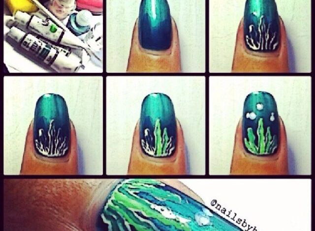 Underwater Seaweed Nails Ideas