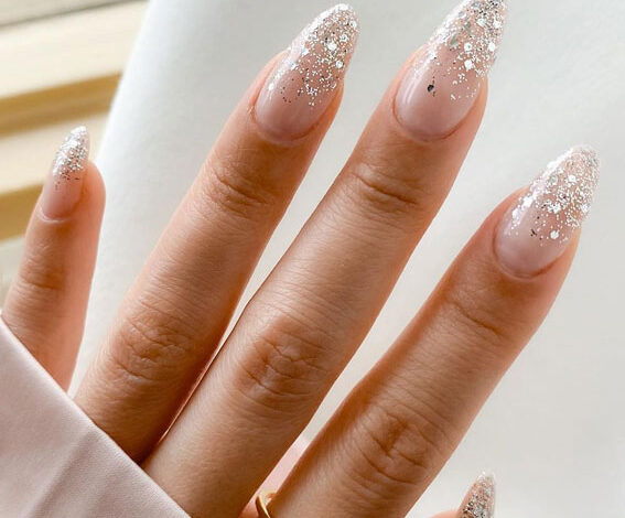 Gradient Glitter Tips Nails Ideas