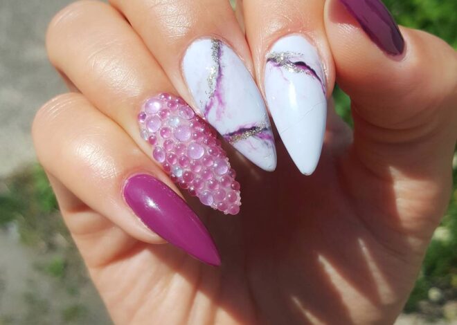 Elegant Pink Marble Nails Ideas