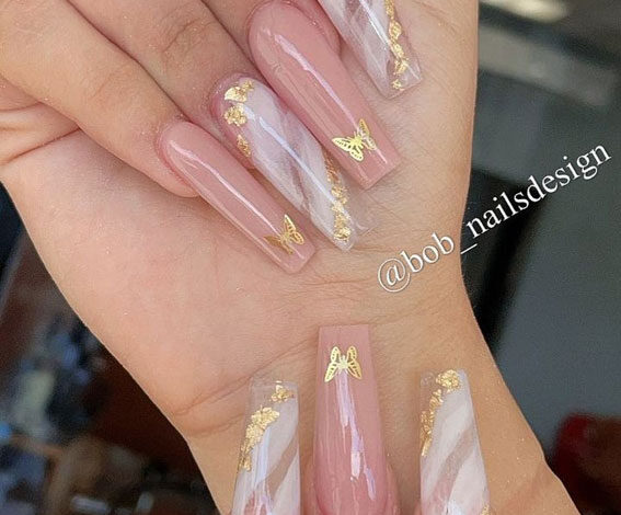 Pink Marble Nails Ideas