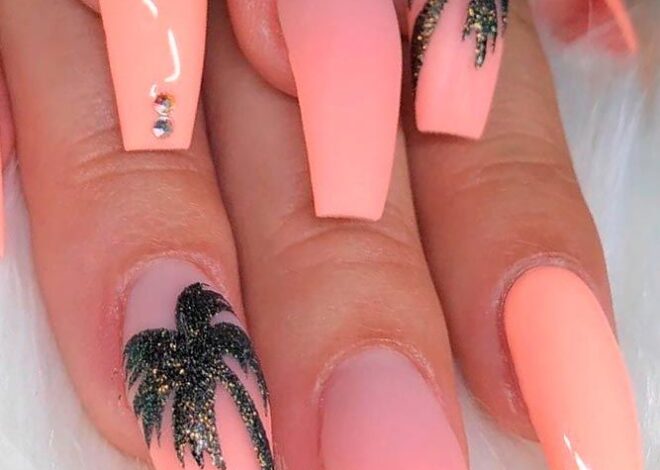 Tropical Palm Tree Sunset Nails Ideas