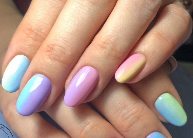 Pastel Rainbow Gradient Nails Ideas