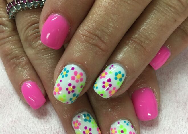 Dotted Floral Nails Ideas