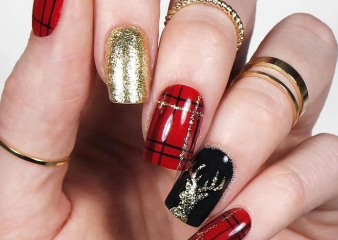 Festive Plaid Nails Ideas