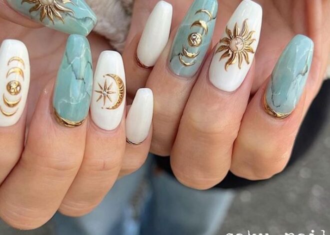 Boho Sun And Moon Nails Ideas