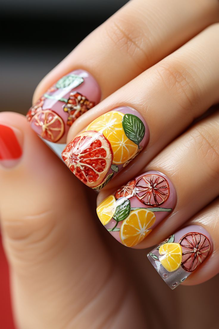 Tropical Fruit Salad Nails Ideas