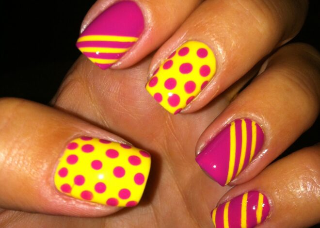 Playful Stripes And Dots Nails Ideas