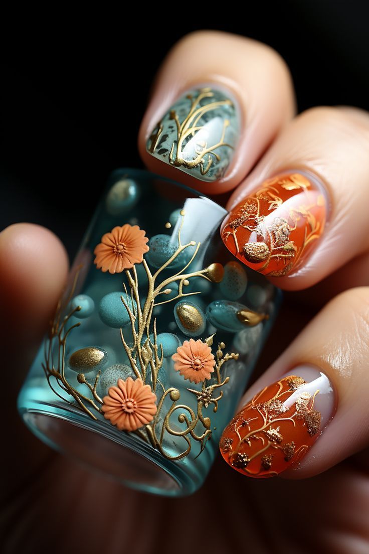 Underwater Aquatic Scene Nails Ideas